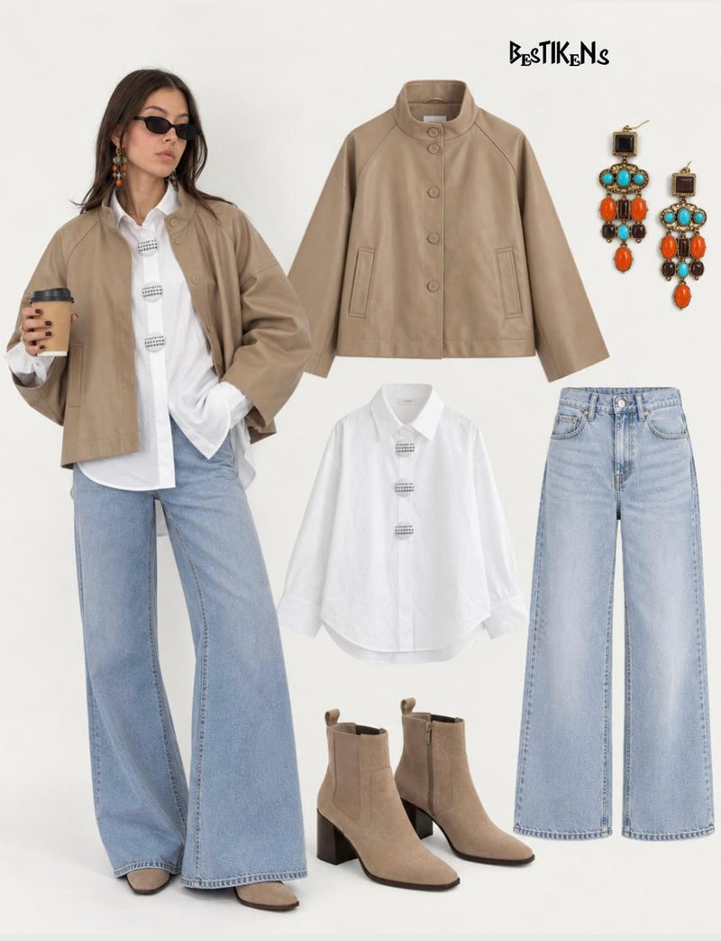 Beige & White