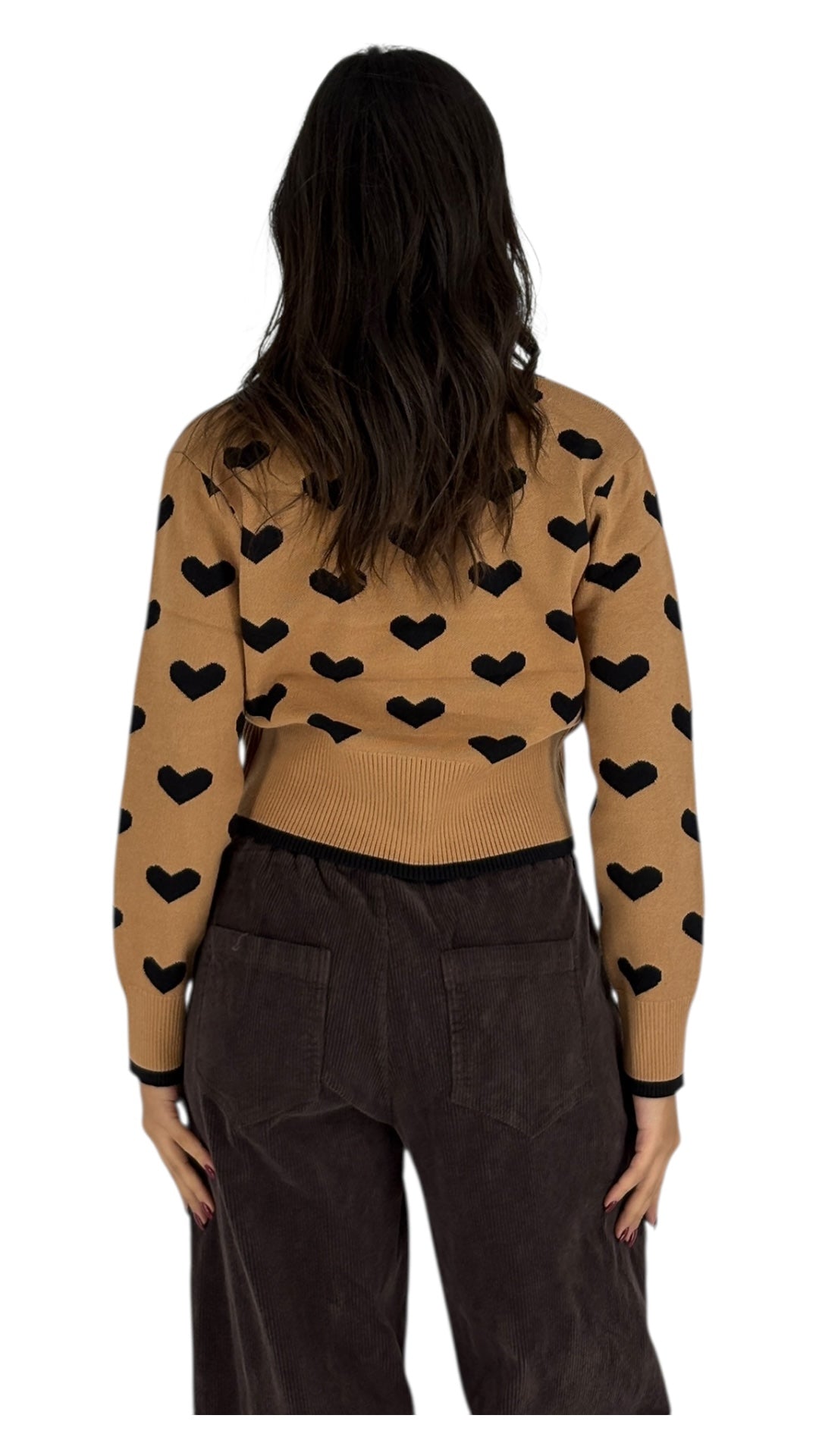 Hearts Camel Cardigan