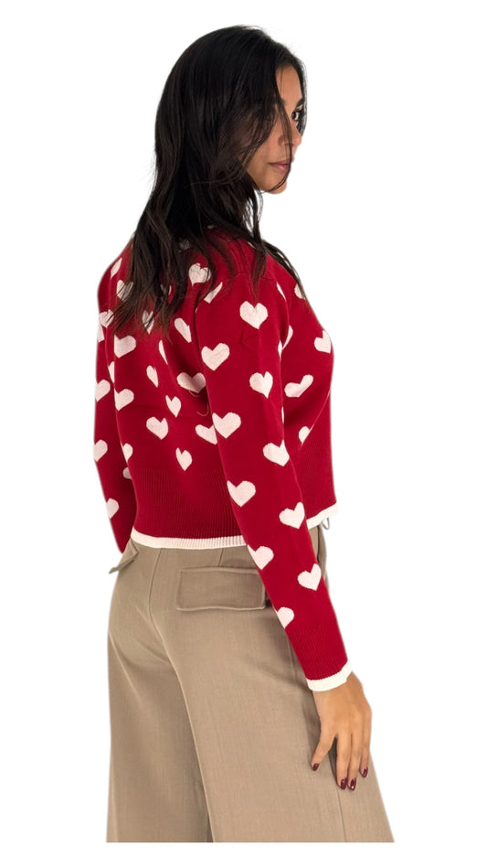 Hearts Red Cardigan