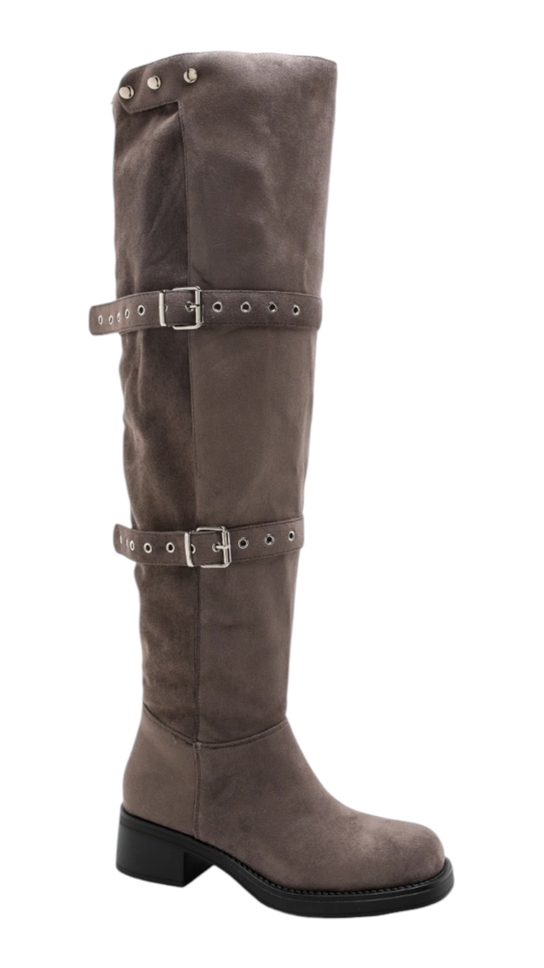 High Suede Boots With Straps