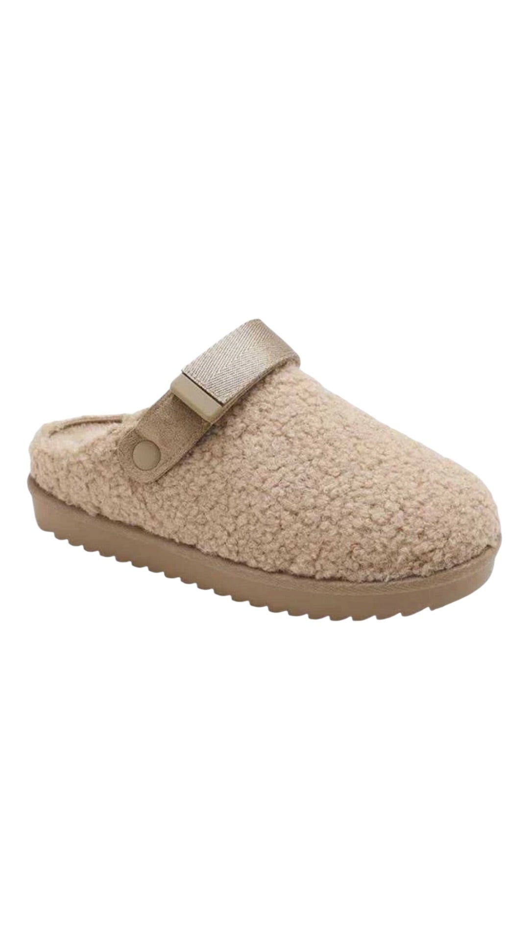 Semi-Open Slippers Lined With Adjustable Strap