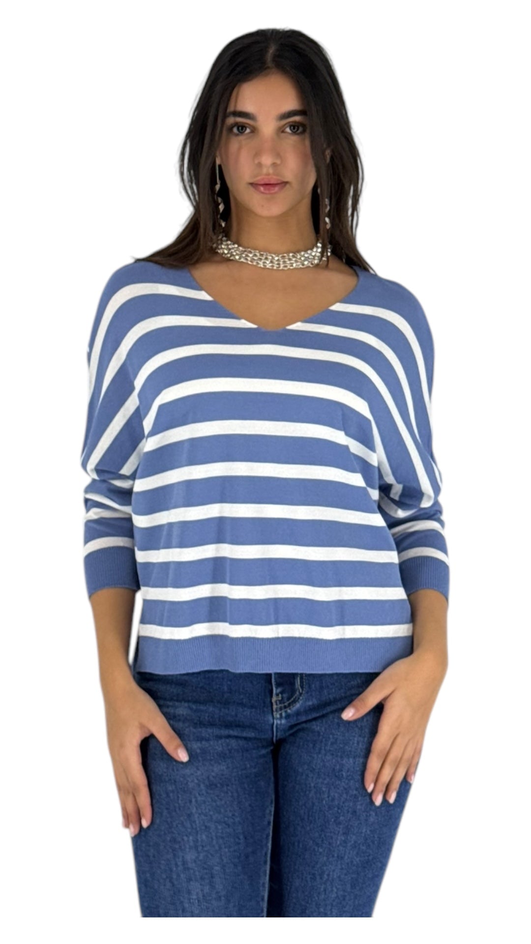 Tulip blue/white top