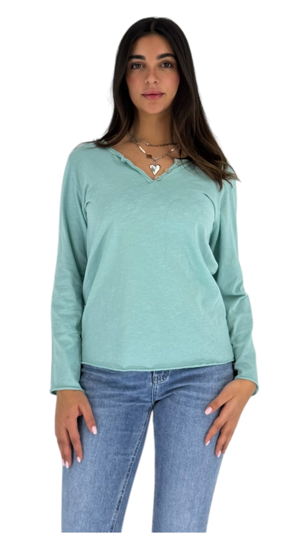 Cut teal top