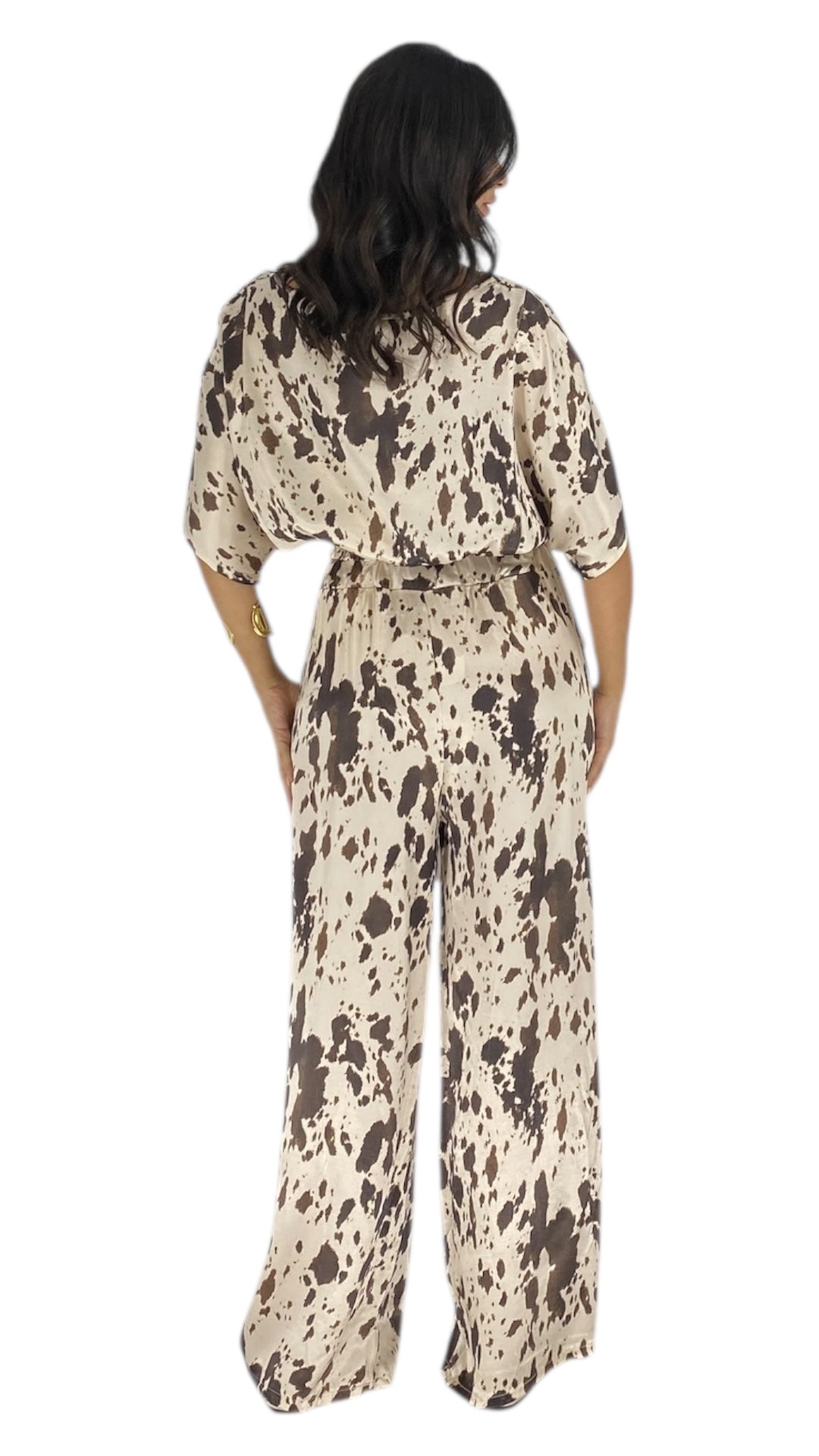 Kiki brown cow print pants set