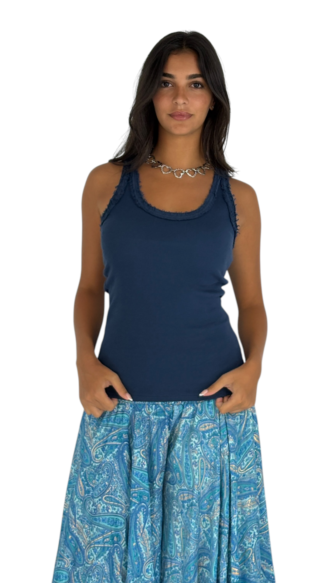 Milano Navy racer back top