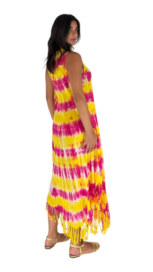 Rendar Yellow/ Fuchsia Dress