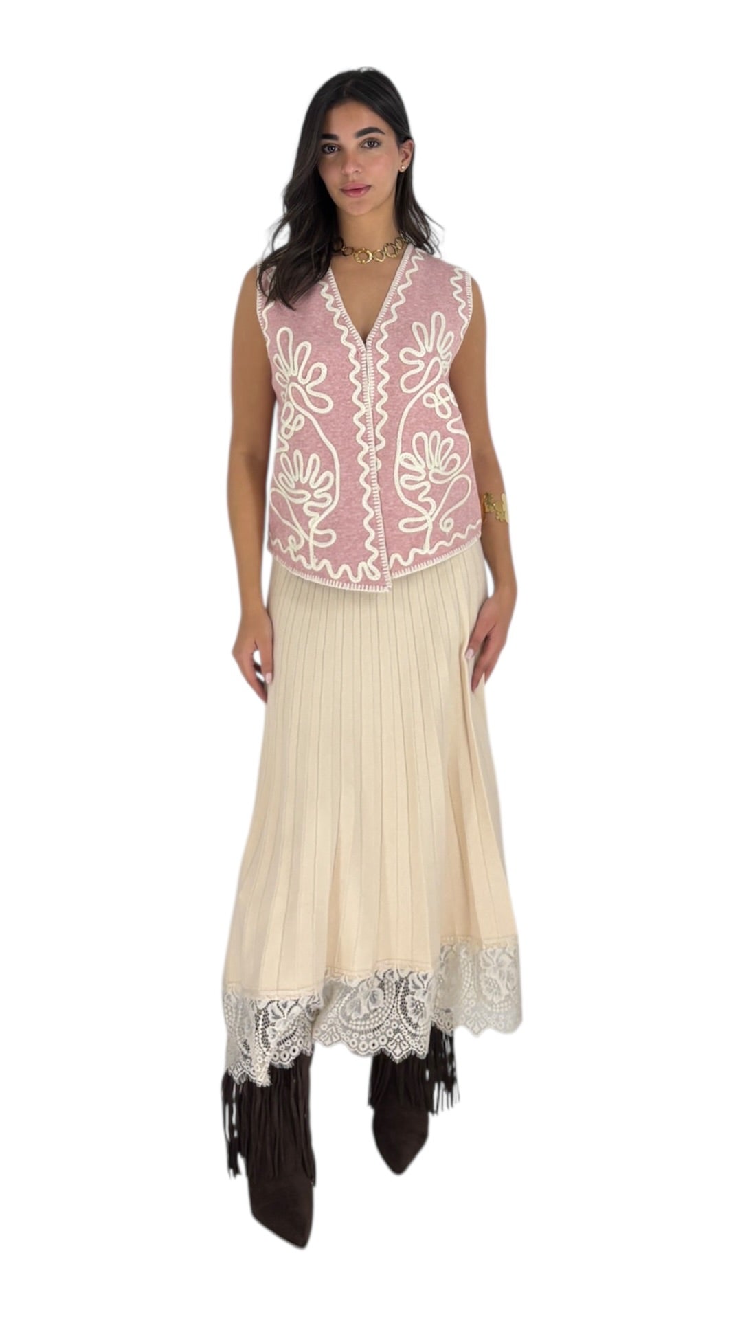 Vidya Cream Skirt
