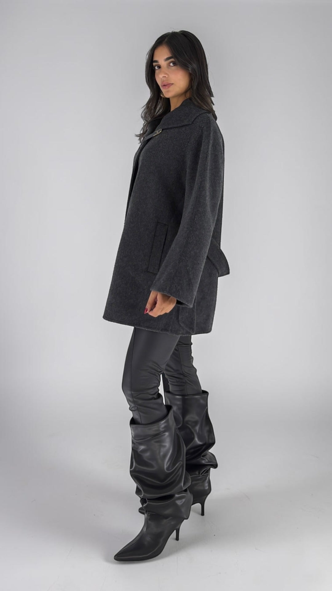 Lize Charcoal Cape Coat