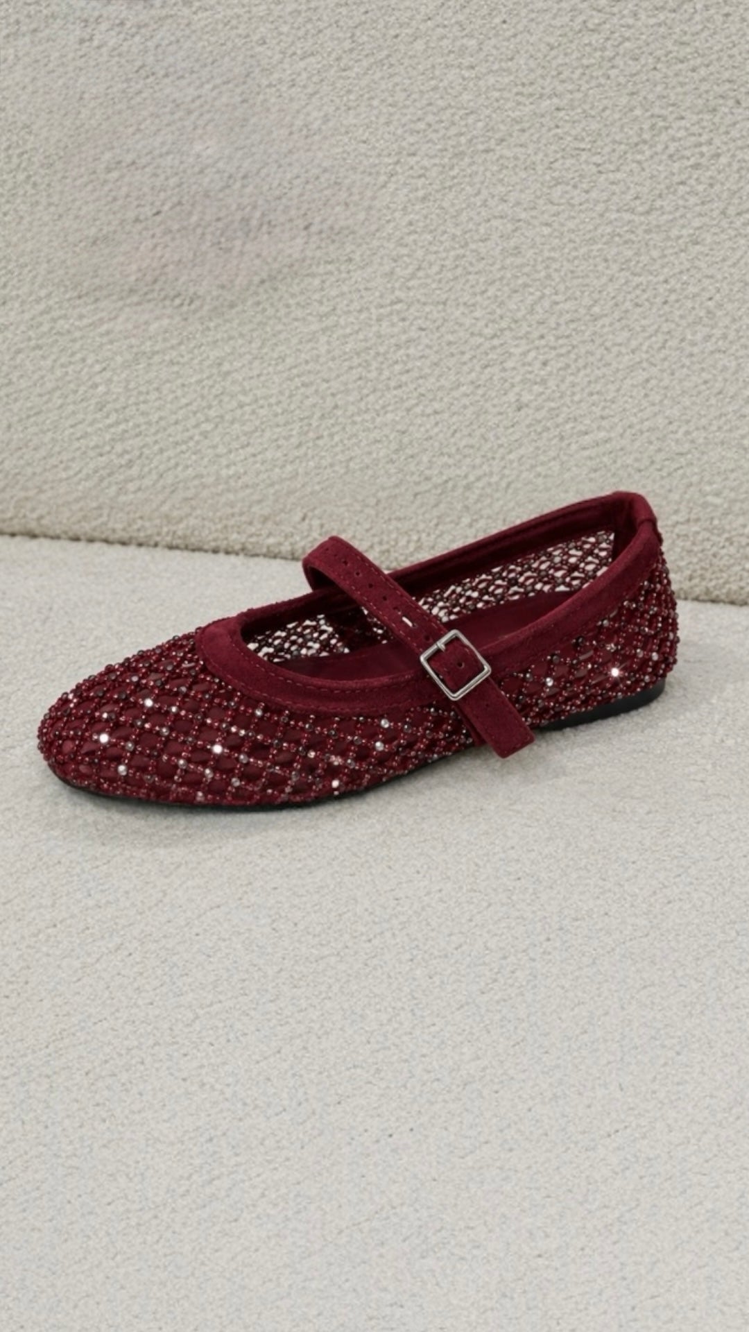 Mesh Ballerinas With Rhinestones and Strap