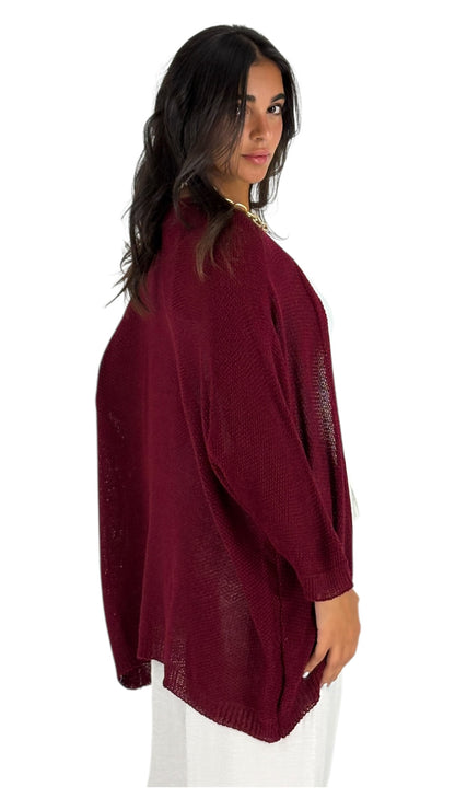 Dalla Maroon Cardigan