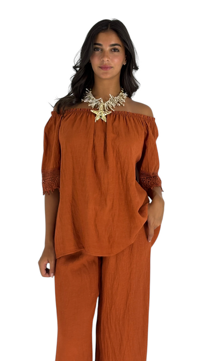 Liz Terracotta Top