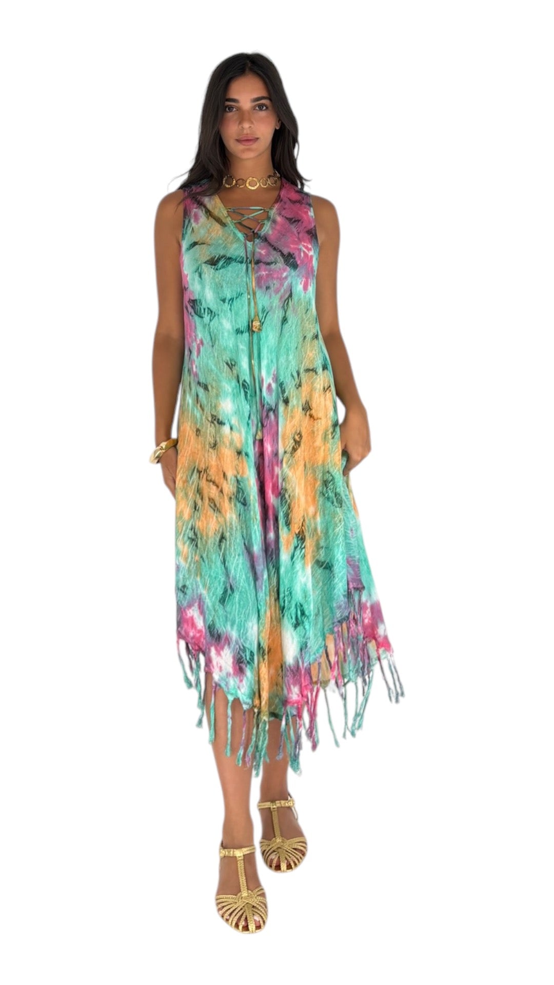 Rendar Green/ Fuchsia Dress