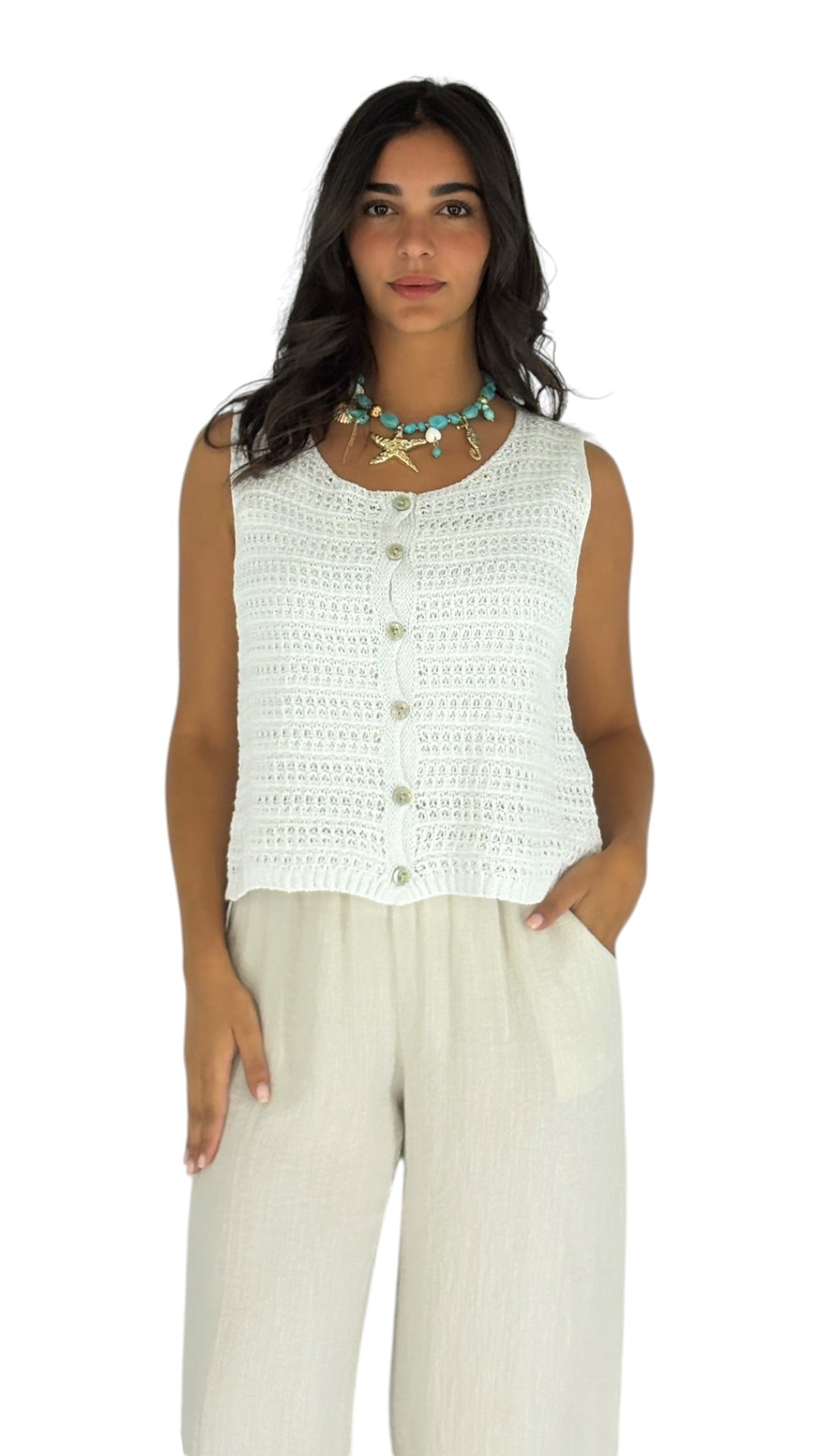 Jida White Vest