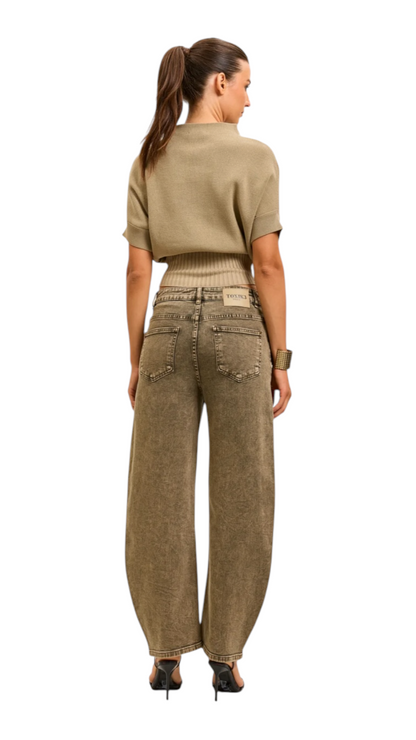 Jedda Taupe Studded Balloon Jeans