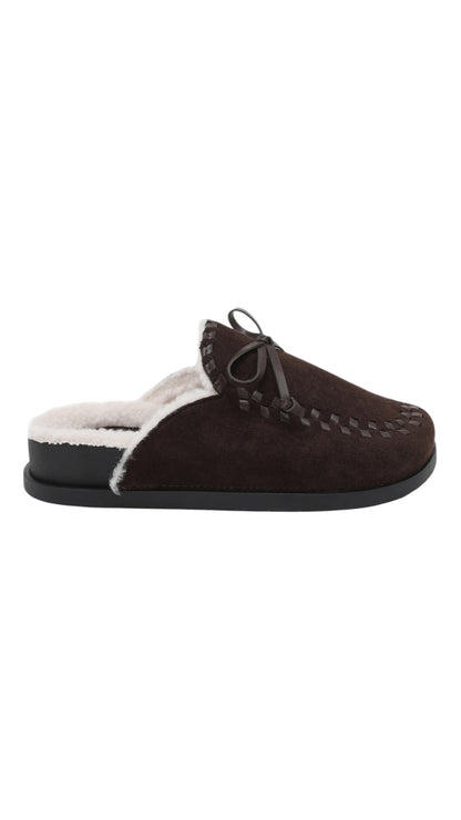 Faux Suede Lined Mule Slippers