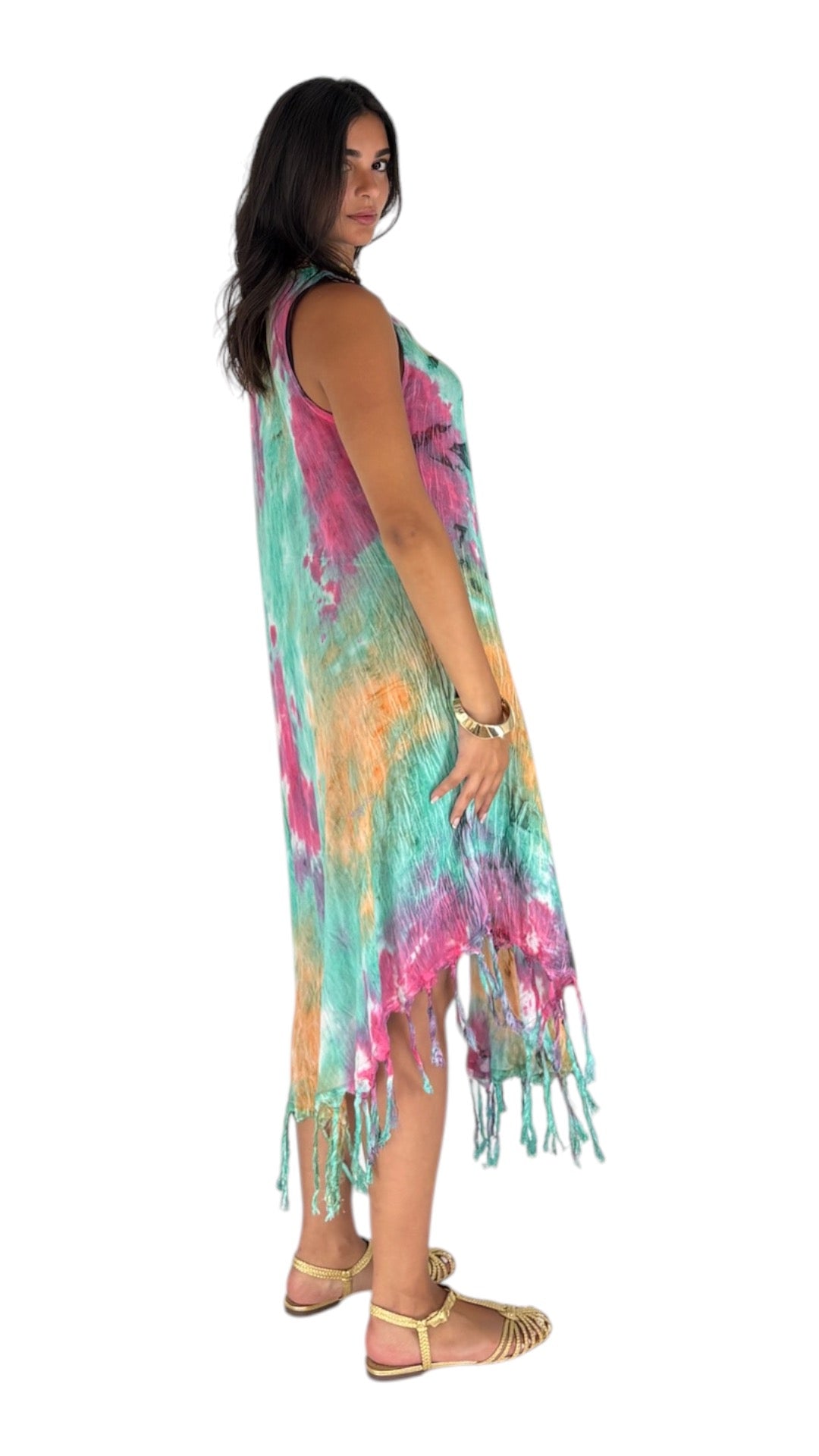 Rendar Green/ Fuchsia Dress