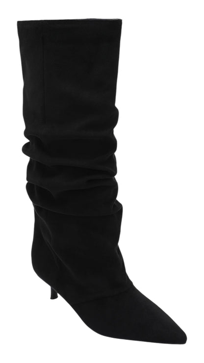 Pleated low-heel boots