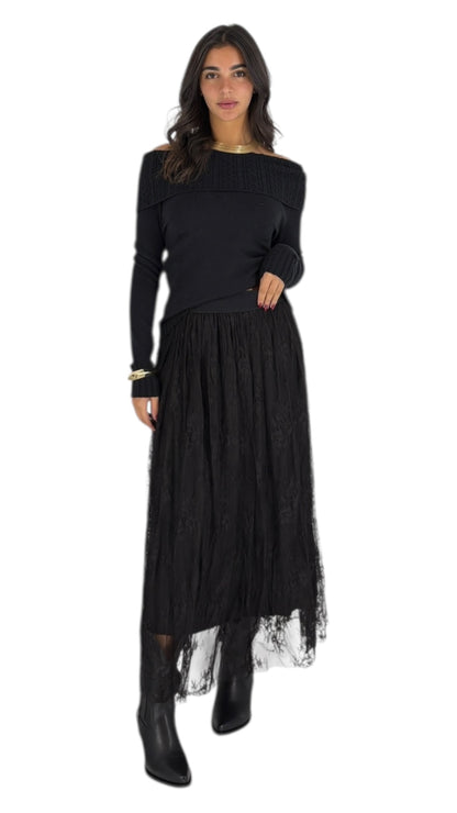 Asma Black Skirt