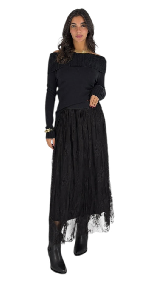 Asma Black Skirt