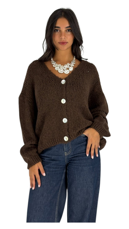 Elio Brown Cardigan
