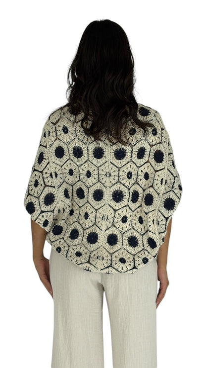 Cania Cream/Navy Cardigan