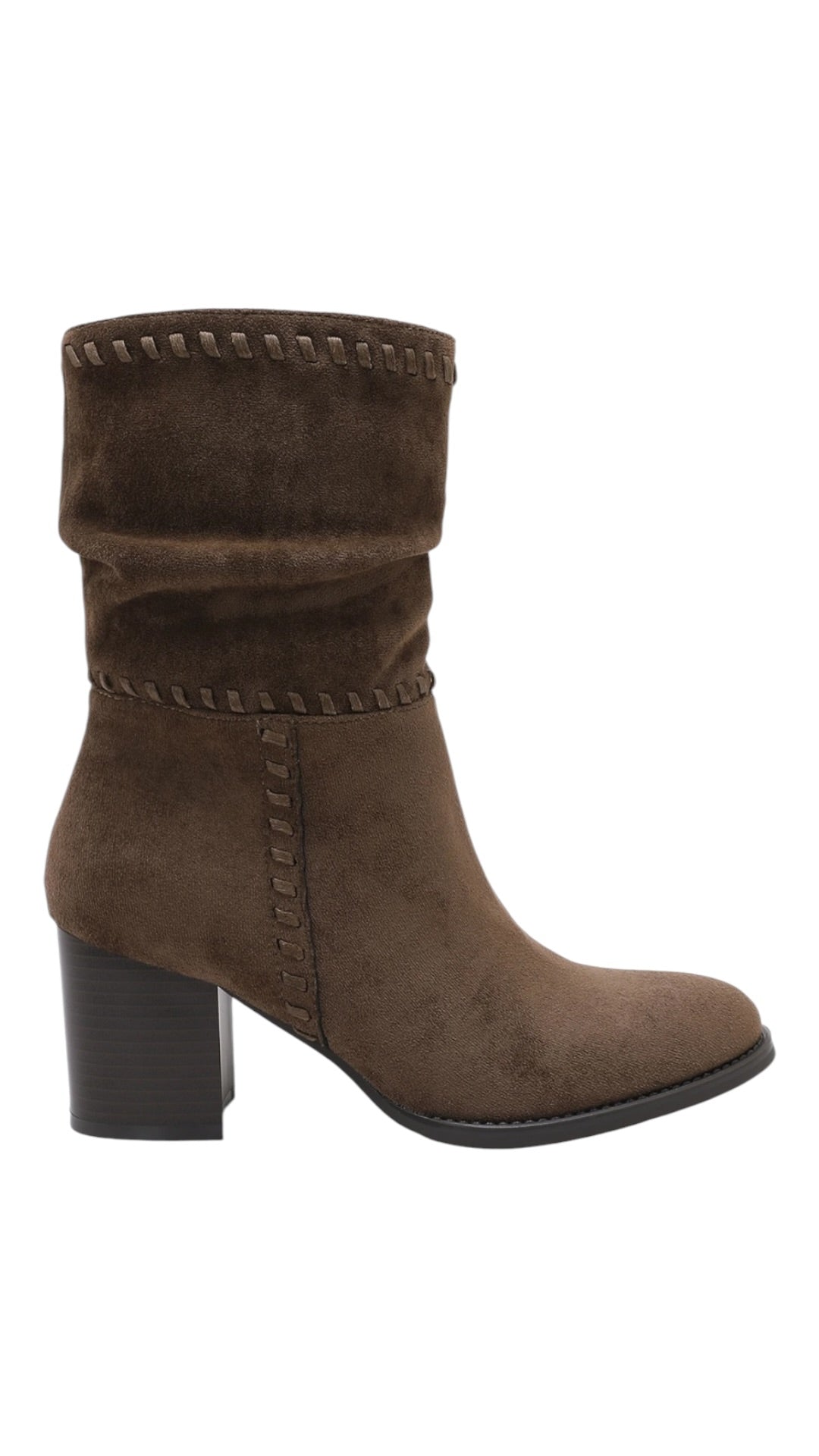 Mid-calf Ruched Heeled Boots