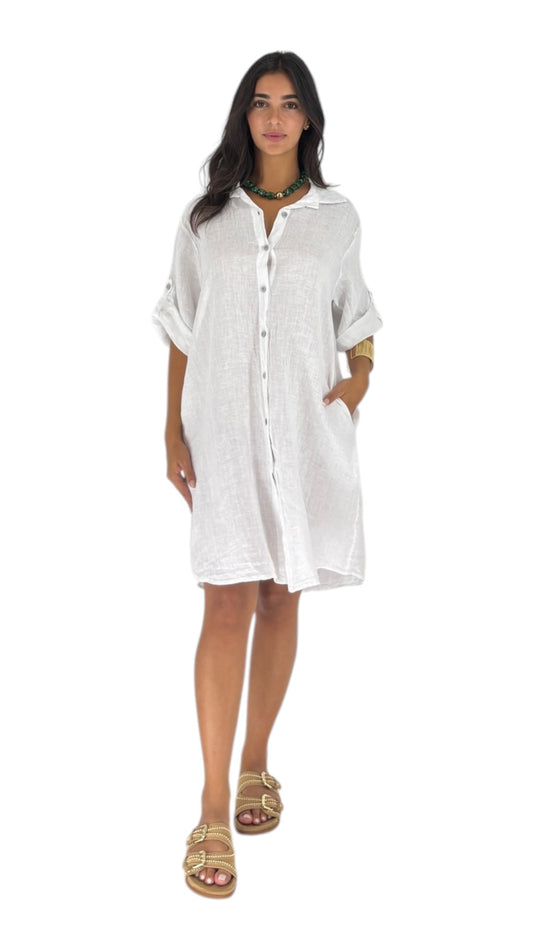 Sella White Shirt Dress