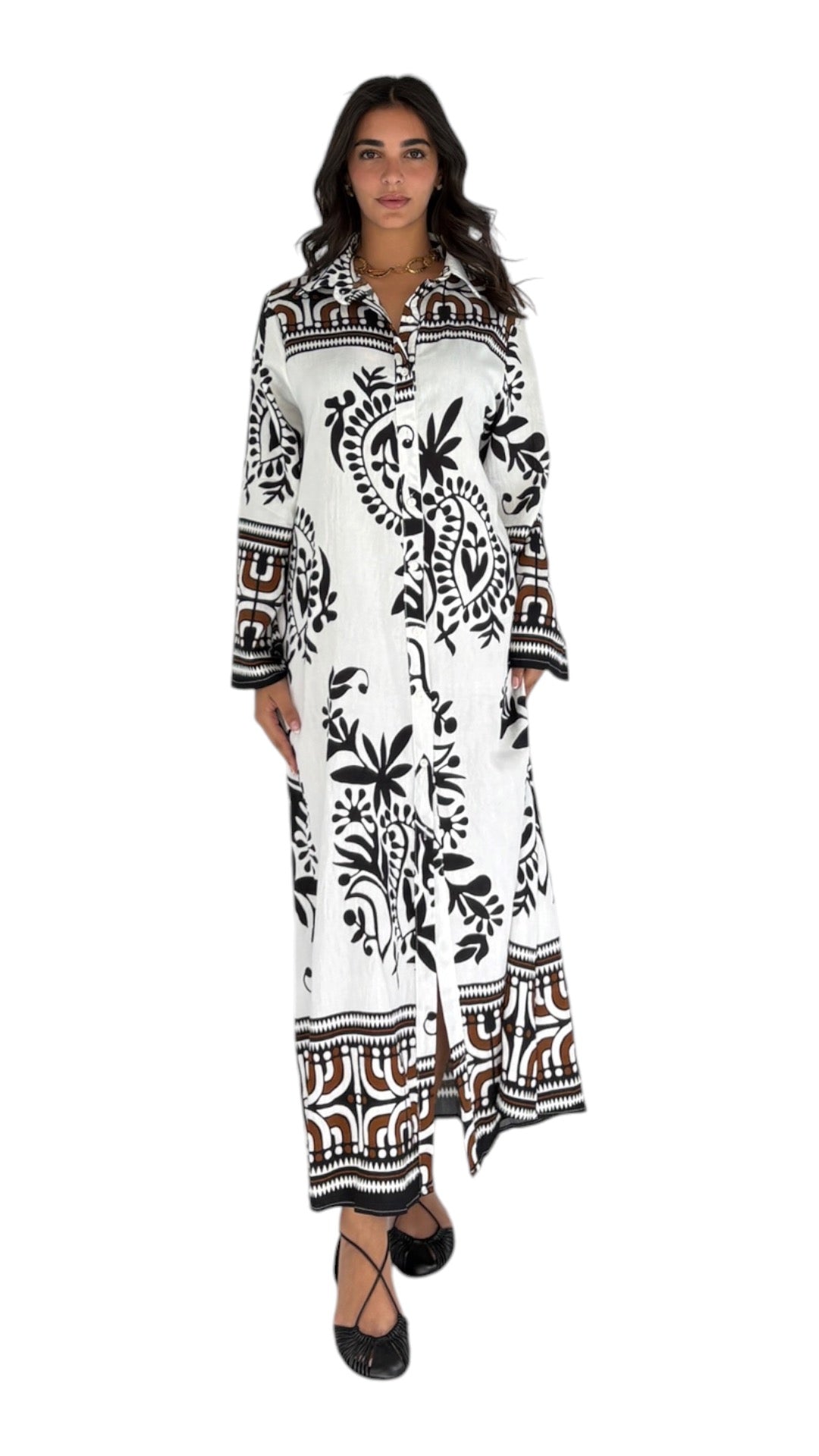 Idal White/Brown Dress