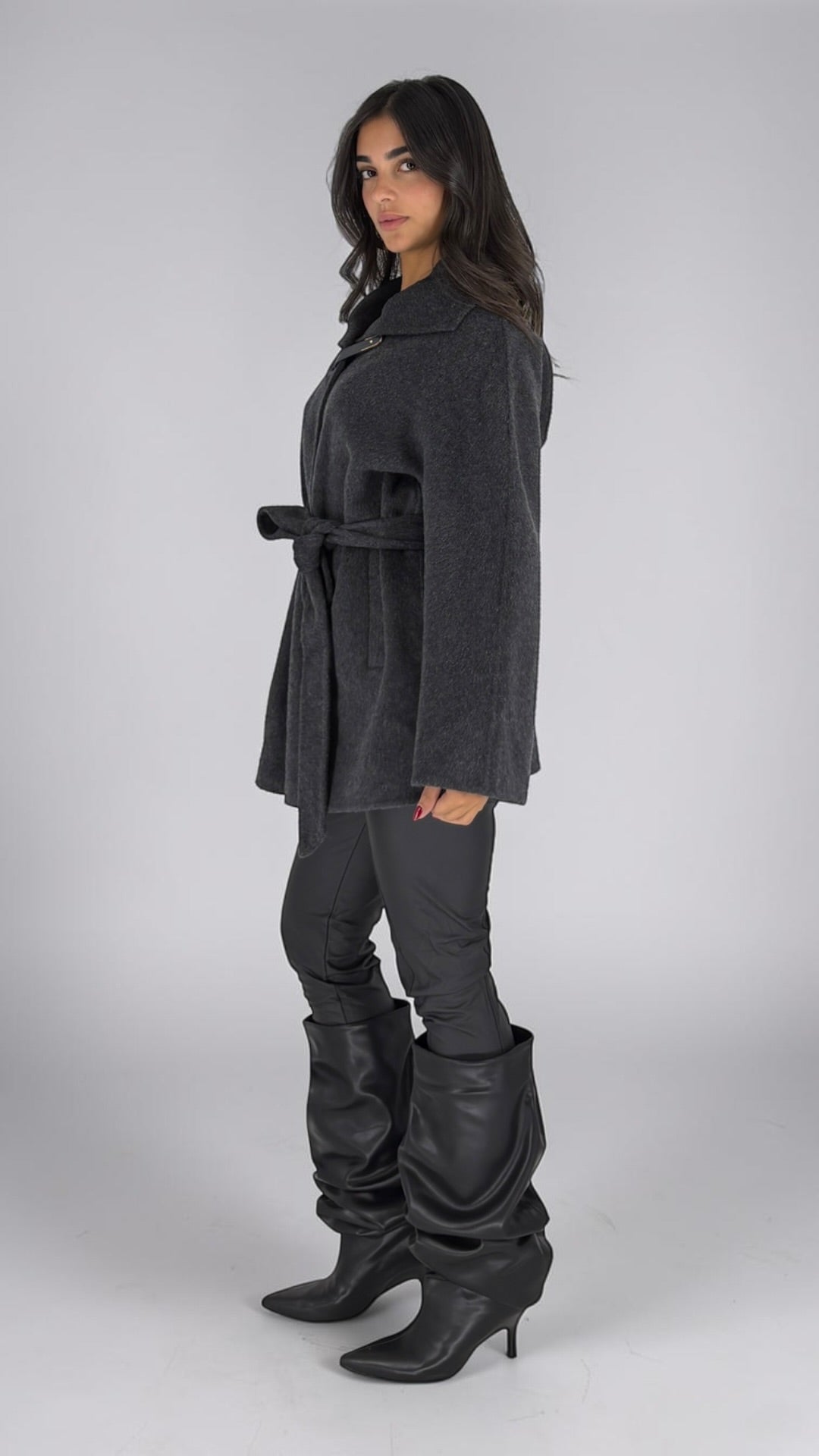 Lize Charcoal Cape Coat