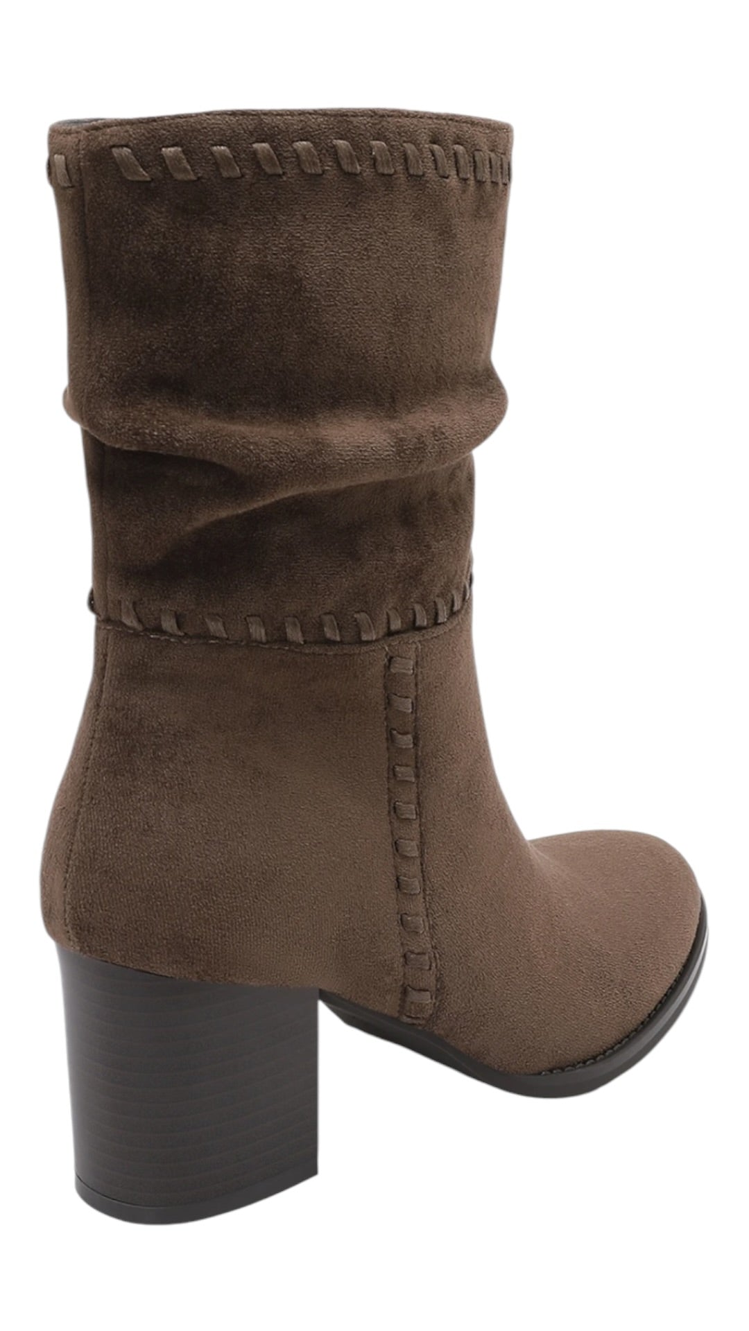 Mid-calf Ruched Heeled Boots