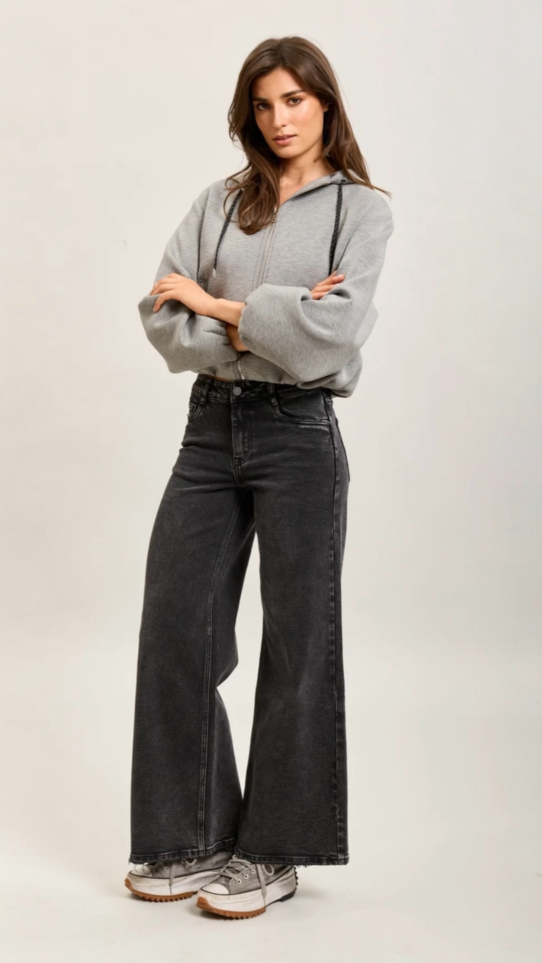 Straight leg Charcoal Denim Jean Pants