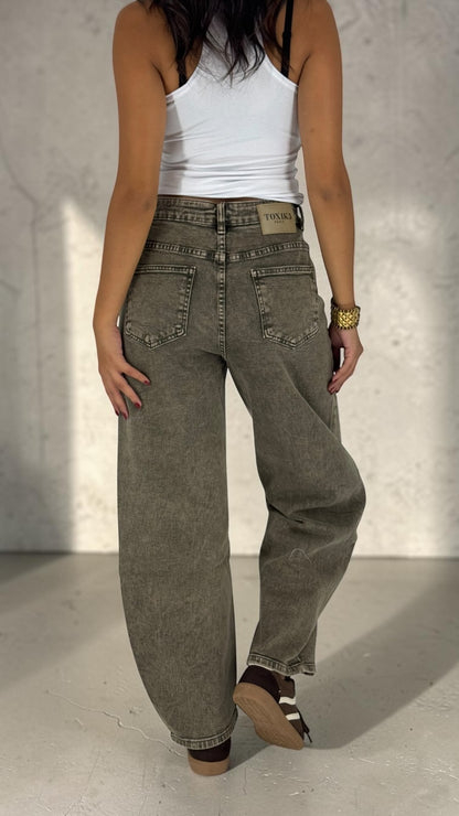 Jedda Kaki Studded Balloon Jeans