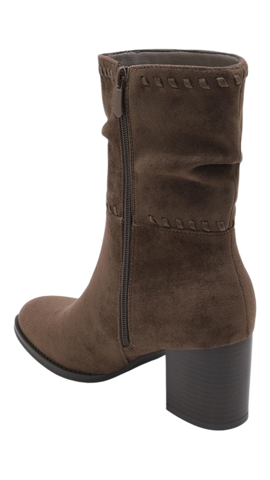 Mid-calf Ruched Heeled Boots