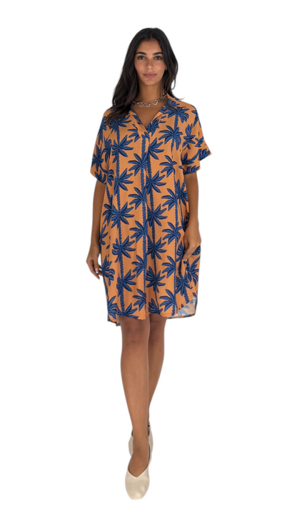 Najat Navy/Orange Dress