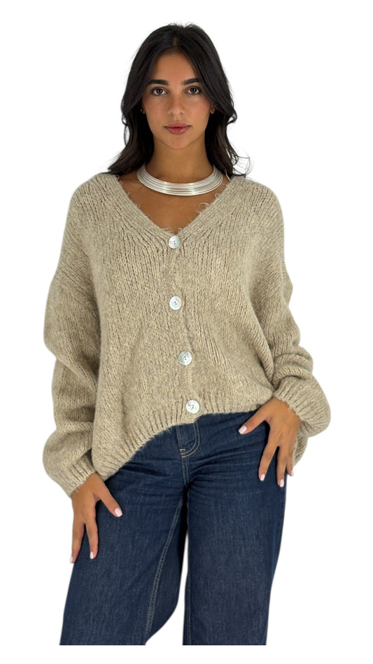 Elio Beige Cardigan