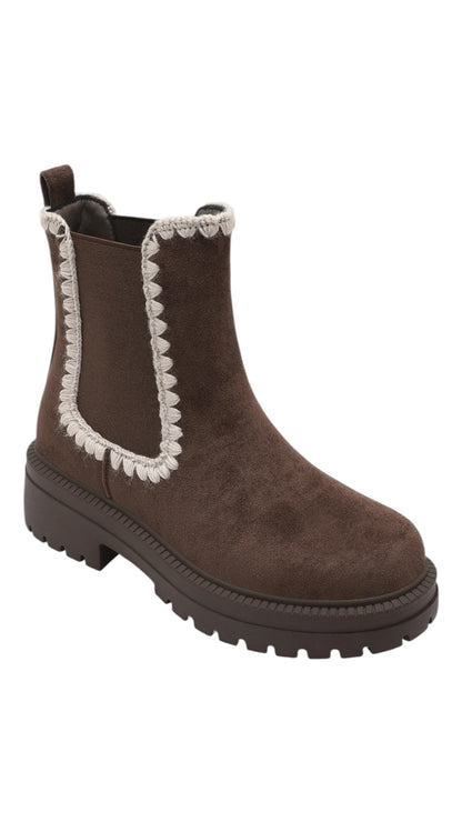 Suede-Effect Chelsea Boots with Contrasting Finishes