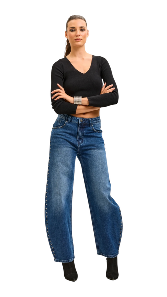 Jedda Navy Studded Balloon Jeans