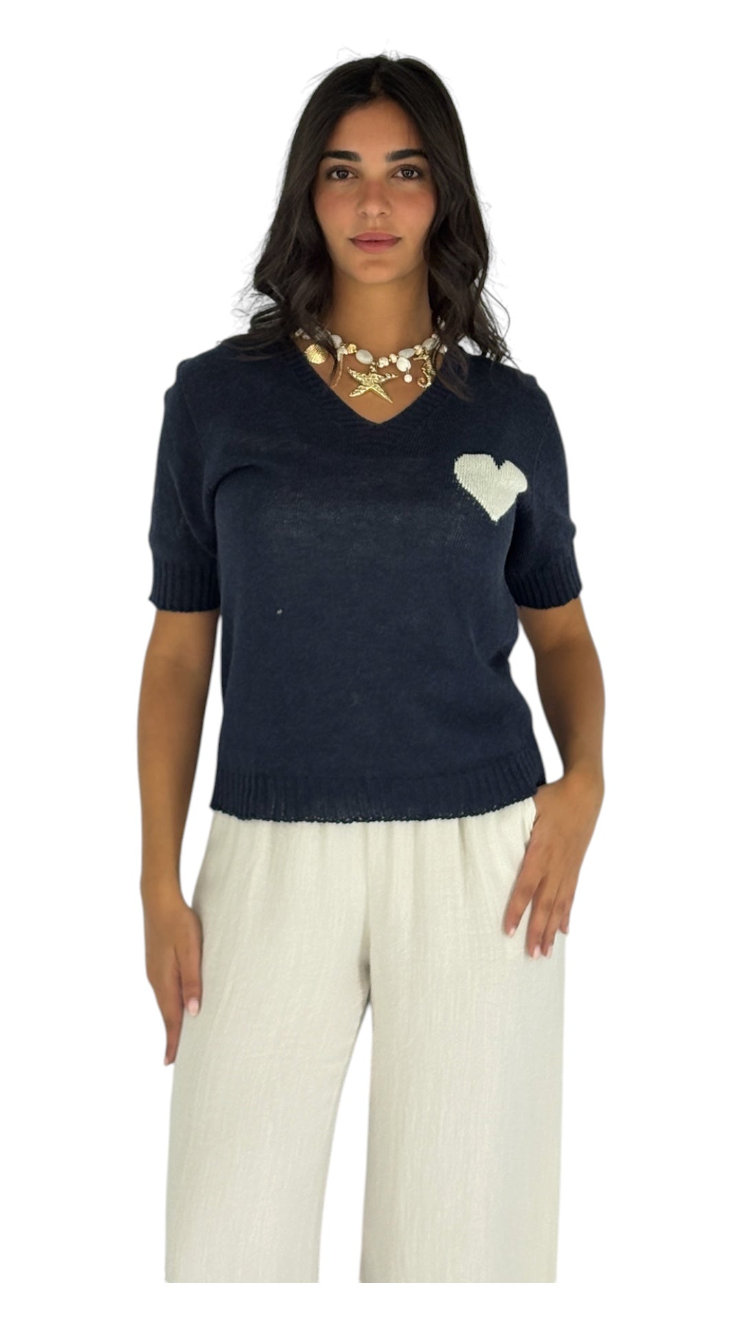Lacy Navy Top
