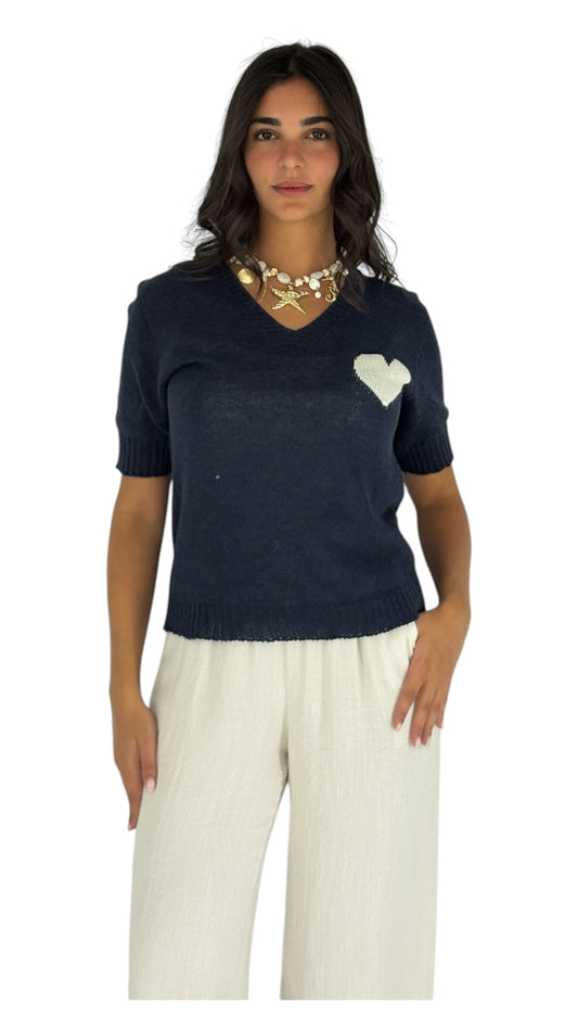 Lacy Navy Top
