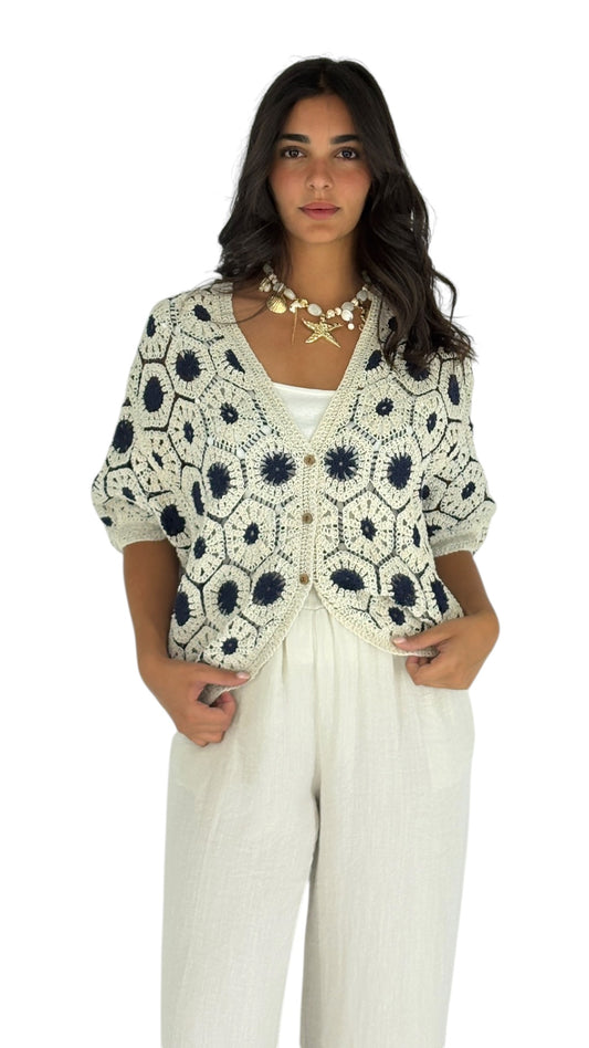 Cania Cream/Navy Cardigan