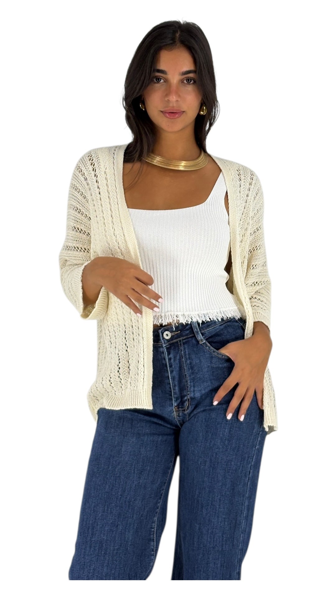 Najwa Off White Cardigan