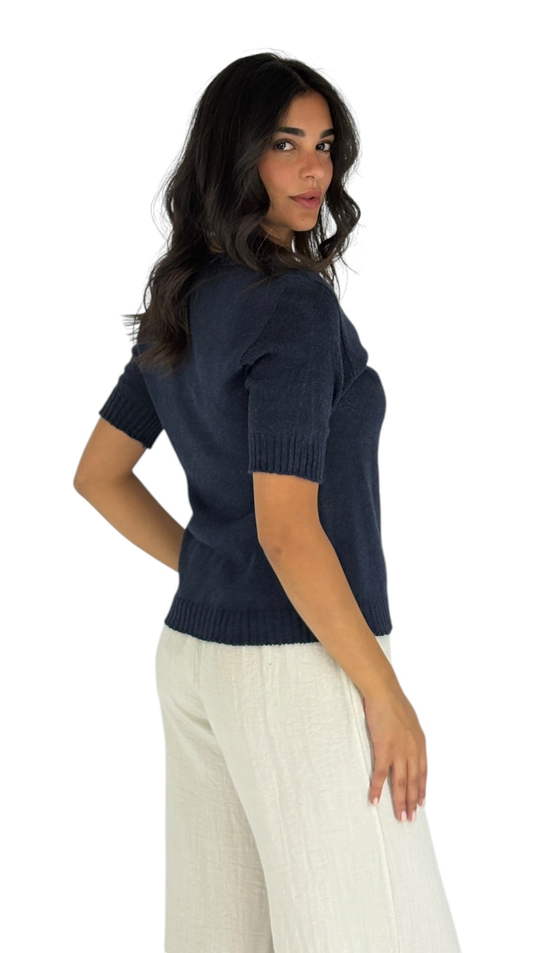 Lacy Navy Top