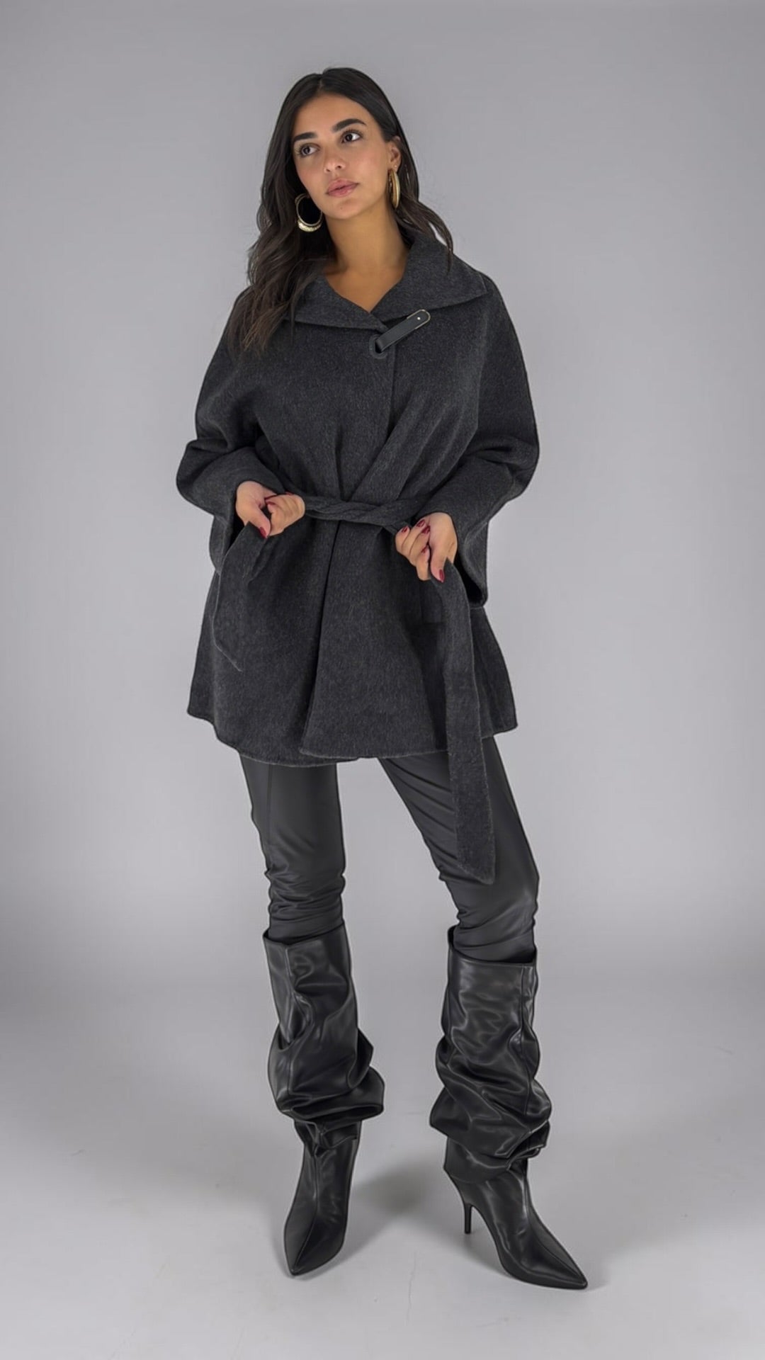 Lize Charcoal Cape Coat