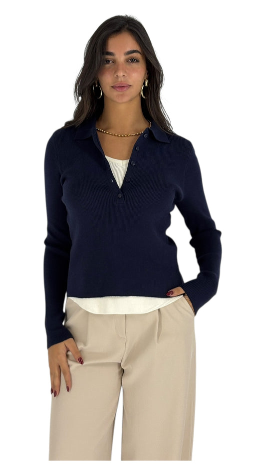 Chadia Navy Top