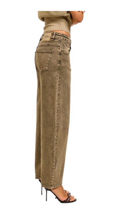 Jedda Taupe Studded Balloon Jeans