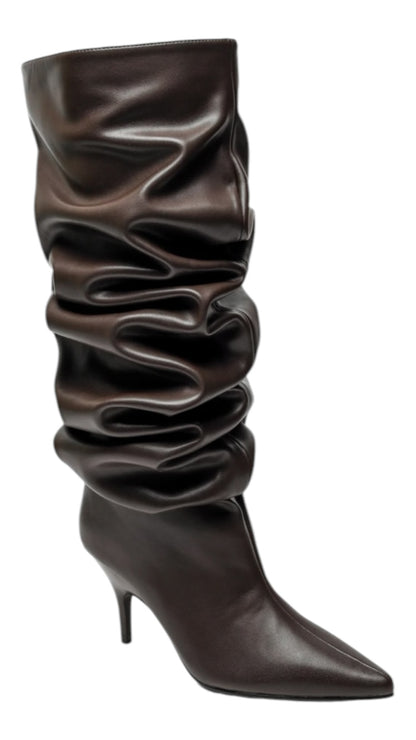 Ruched Boots With Stiletto Heel