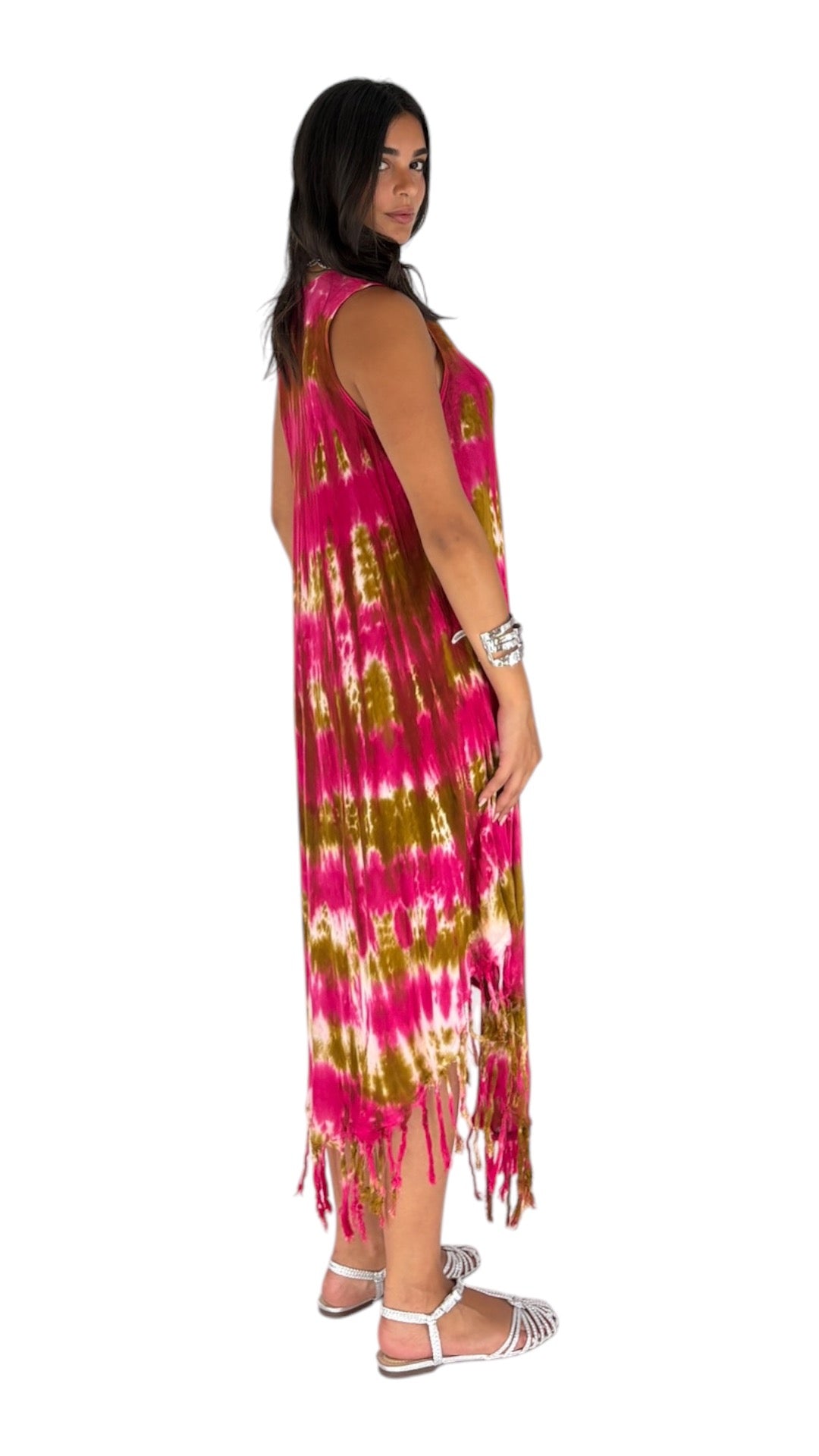 Rendar Camel/ Fuchsia Dress