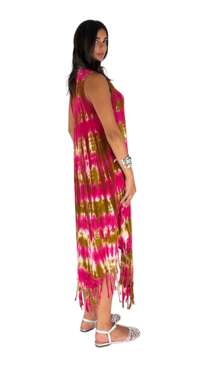 Rendar Camel/ Fuchsia Dress