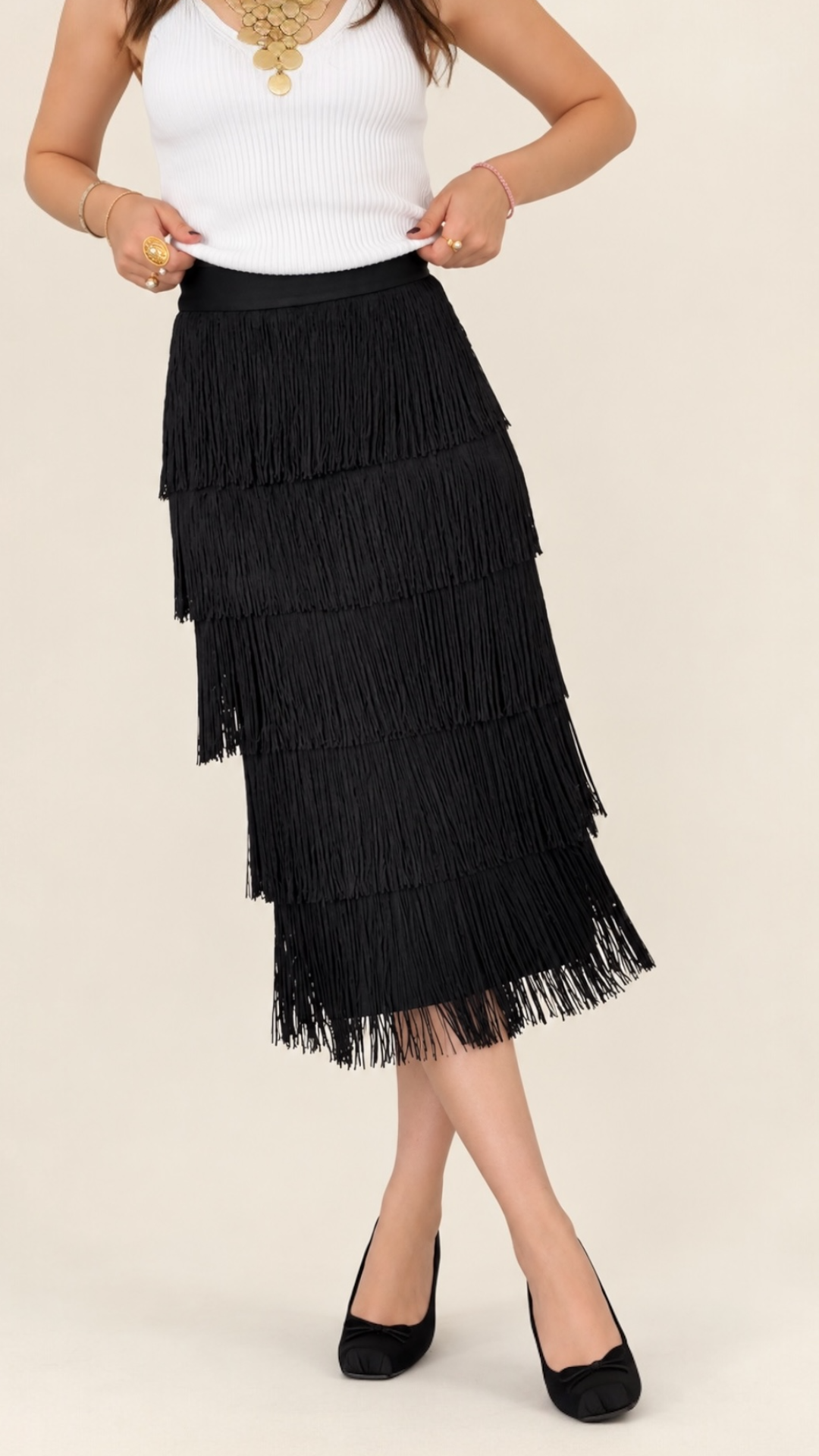 Black Skirt With Fringes