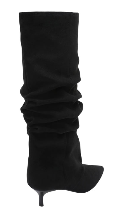 Pleated low-heel boots